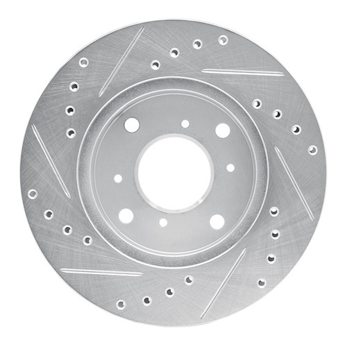 R1 1998-2002 Acura CL Front Right Drilled & Slotted Silver Brake Rotor