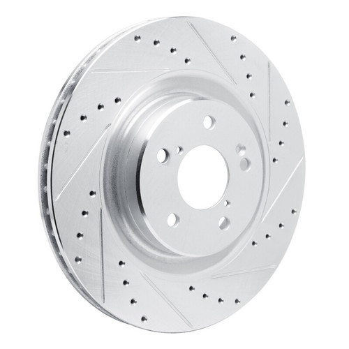R1 2022-2026 Acura MDX Front Right Drilled & Slotted Silver Brake Rotor