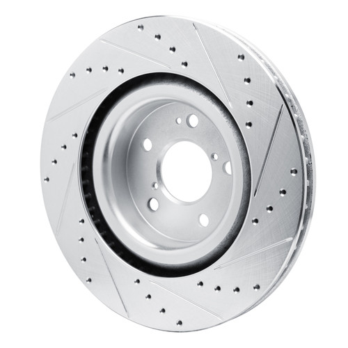 R1 2022-2026 Acura MDX Front Left Drilled & Slotted Silver Brake Rotor