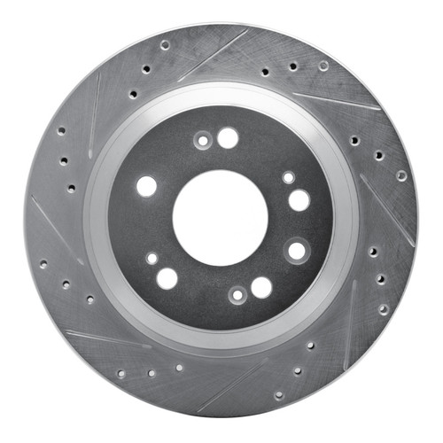 R1 2005-2012 Acura RL Rear Left Drilled & Slotted Silver Brake Rotor