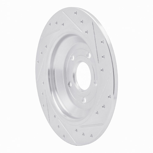 R1 2016-2025 Ford Bronco Sport Rear Left Drilled & Slotted Silver Brake Rotor