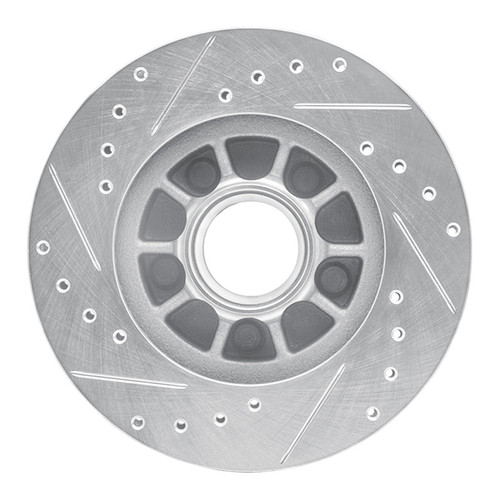 R1 1983-1992 Ford Explorer Front Right Drilled & Slotted Silver Brake Rotor