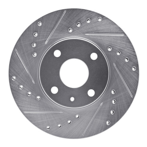 R1 1990-2003 Ford Escort Front Left Drilled & Slotted Silver Brake Rotor