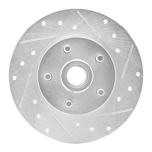 R1 1984-1987 Pontiac Fiero Front Right Drilled & Slotted Silver Brake Rotor