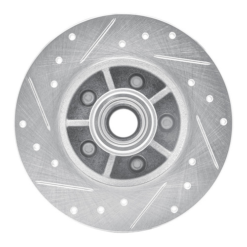 R1 1984-1987 Pontiac Fiero Front Right Drilled & Slotted Silver Brake Rotor