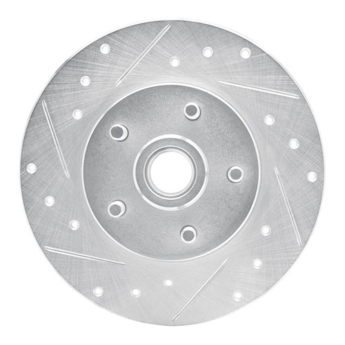 R1 1984-1987 Pontiac Fiero Front Left Drilled & Slotted Silver Brake Rotor