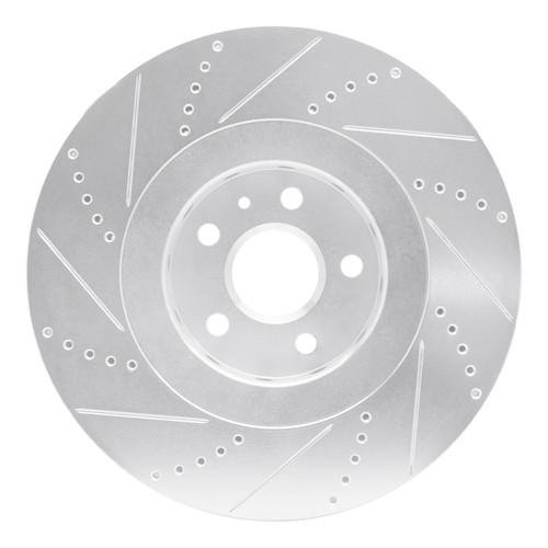 R1 2009-2015 Cadillac CTS Front Right Drilled & Slotted Silver Brake Rotor