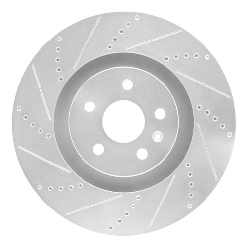 R1 2009-2015 Cadillac CTS Front Left Drilled & Slotted Silver Brake Rotor