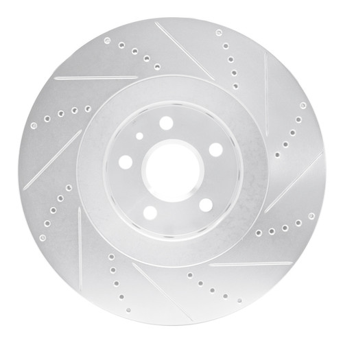 R1 2009-2015 Cadillac CTS Front Left Drilled & Slotted Silver Brake Rotor