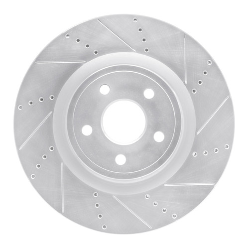 R1 2012-2025 Dodge Durango Front Right Drilled & Slotted Silver Brake Rotor