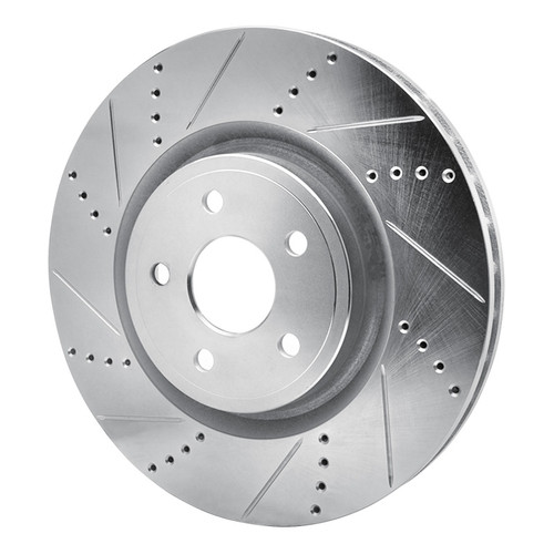 R1 2012-2025 Dodge Durango Front Left Drilled & Slotted Silver Brake Rotor