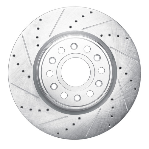 R1 2019-2025 Ram 1500 Front Left Drilled & Slotted Silver Brake Rotor