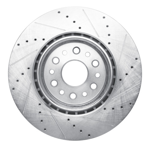R1 2019-2025 Ram 1500 Front Left Drilled & Slotted Silver Brake Rotor