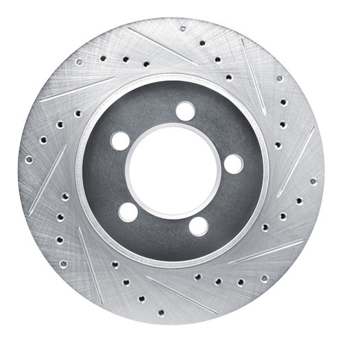 R1 1965-1972 Dodge Dart Front Right Drilled & Slotted Silver Brake Rotor