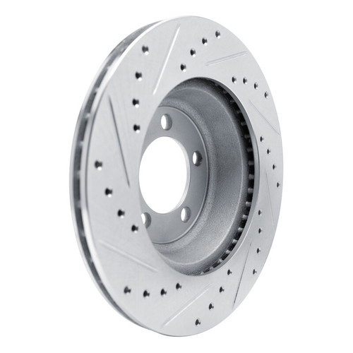 R1 1965-1972 Dodge Dart Front Right Drilled & Slotted Silver Brake Rotor