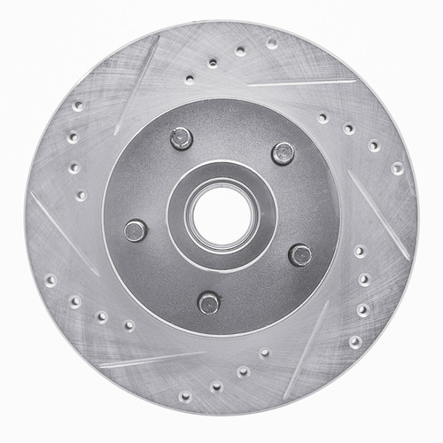 R1 1973-1989 Chrysler New Yorker Front Left Drilled & Slotted Silver Brake Rotor