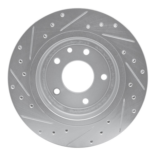 R1 1995-2006 Jaguar XJS Rear Right Drilled & Slotted Silver Brake Rotor