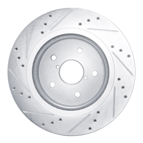 R1 2015-2025 Subaru WRX Rear Right Drilled & Slotted Silver Brake Rotor