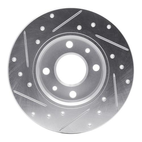 R1 2009-2019 Fiat 500 (Mexico) Rear Right Drilled & Slotted Silver Brake Rotor