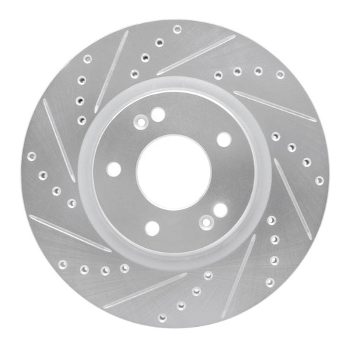 R1 2020-2025 Hyundai Elantra Front Left Drilled & Slotted Silver Brake Rotor