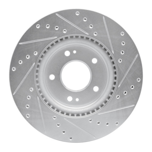 R1 2020-2025 Hyundai Elantra Front Left Drilled & Slotted Silver Brake Rotor