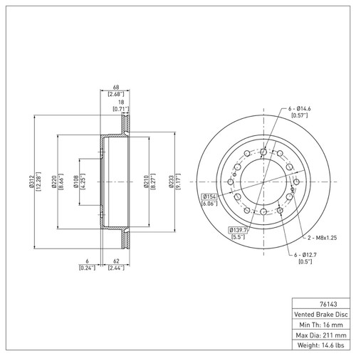R1 2010-2024 Lexus GX460 Rear Brake Rotor