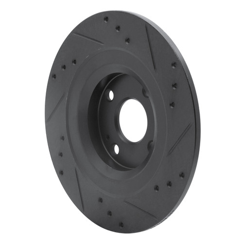 R1 2016-2025 Fiat 124 Spider Rear Left Drilled & Slotted Black Brake Rotor