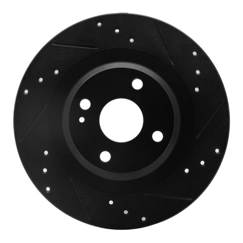 R1 2016-2025 Fiat 124 Spider Rear Right Drilled & Slotted Black Brake Rotor