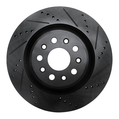 R1 2017-2024 Maserati Ghibli Rear Right Drilled & Slotted Black Brake Rotor