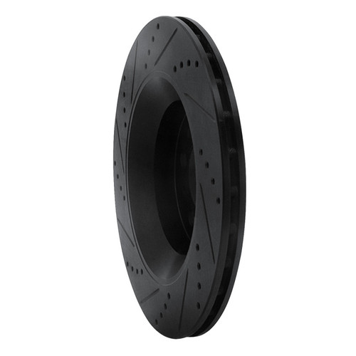 R1 2017-2024 Maserati Ghibli Rear Right Drilled & Slotted Black Brake Rotor