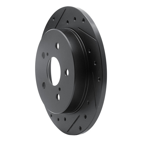 R1 2015-2025 Lexus NX200T Rear Left Drilled & Slotted Black Brake Rotor