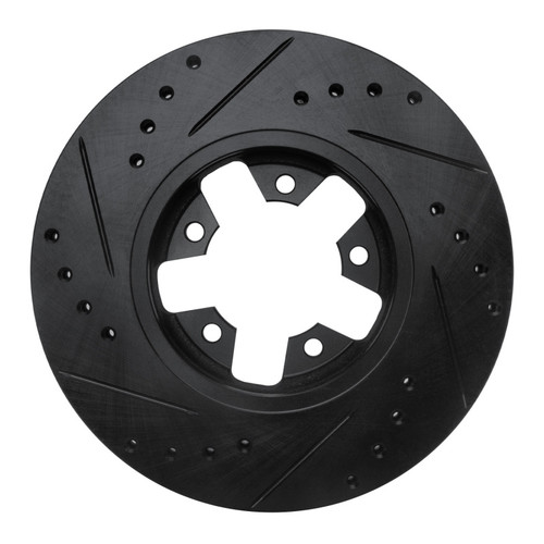 R1 1984-1989 Nissan 300ZX Front Right Drilled & Slotted Black Brake Rotor