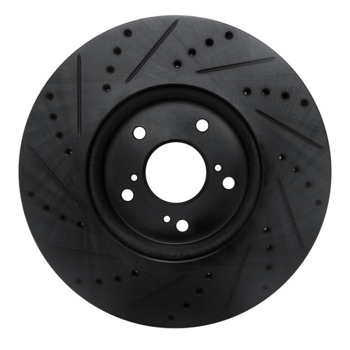 R1 2013-2025 Acura ILX Front Right Drilled & Slotted Black Brake Rotor