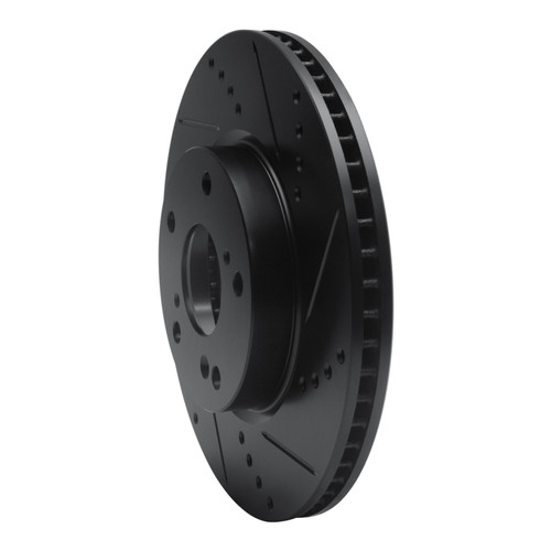 R1 2016-2025 Honda Civic Coupe Front Right Drilled & Slotted Black Brake Rotor