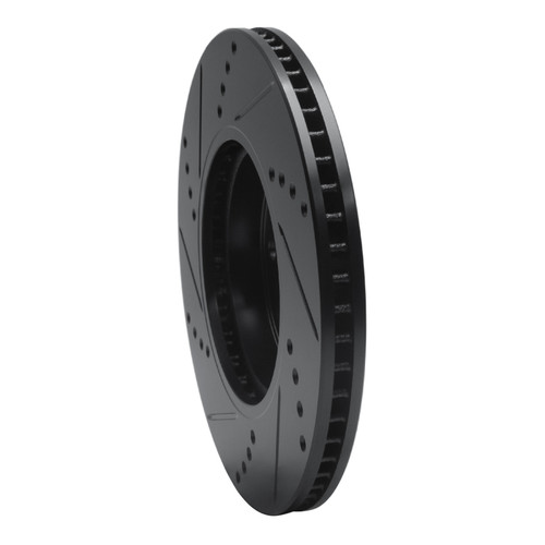 R1 2016-2025 Honda Civic Coupe Front Right Drilled & Slotted Black Brake Rotor