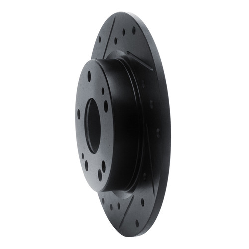 R1 2016-2025 Honda Civic Coupe Rear Left Drilled & Slotted Black Brake Rotor