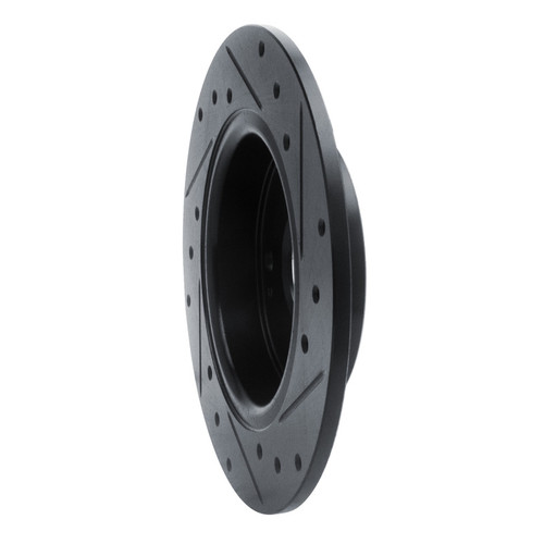 R1 2016-2025 Honda Civic Coupe Rear Left Drilled & Slotted Black Brake Rotor