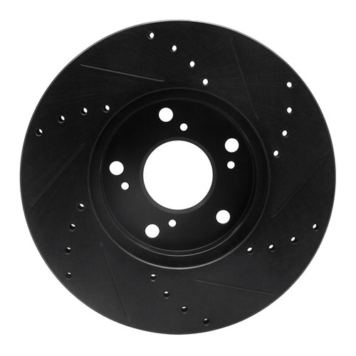 R1 1998-2022 Acura CSX Front Left Drilled & Slotted Black Brake Rotor