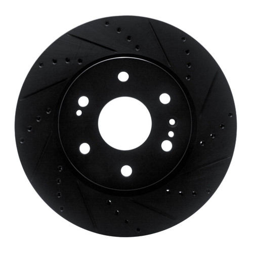 R1 2019-2026 Cadillac Escalade ESV Front Right Drilled & Slotted Black Brake Rotor