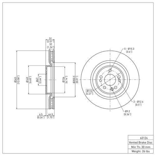 R1 2000-2005 Mercedes-Benz ML500 (USA/Canada) Front Brake Rotor