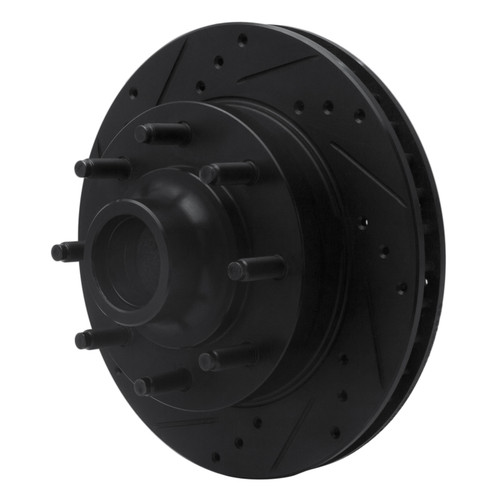 R1 1994-1999 Dodge Ram 2500 Front Left Drilled & Slotted Black Brake Rotor