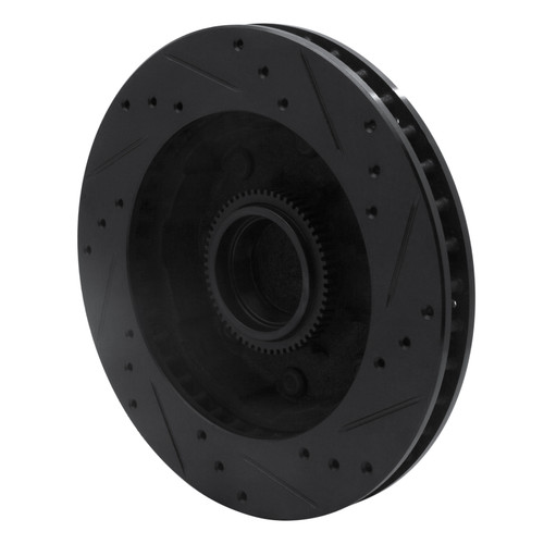 R1 1994-1999 Dodge Ram 2500 Front Left Drilled & Slotted Black Brake Rotor