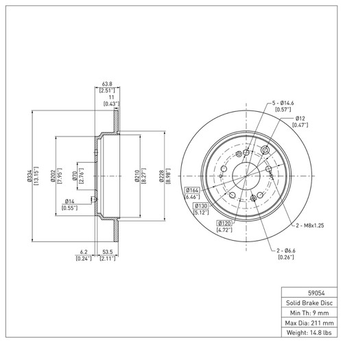 R1 2007-2017 Acura MDX Rear Brake Rotor