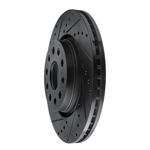 R1 2002-2018 Dodge Sprinter 2500 Rear Left Drilled & Slotted Black Brake Rotor