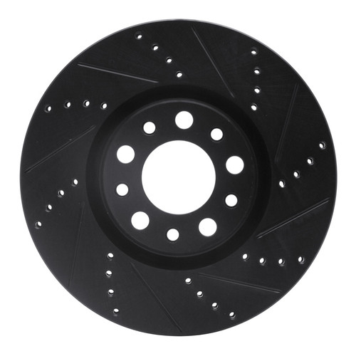 R1 2013-2023 Chrysler 200 Front Right Drilled & Slotted Black Brake Rotor