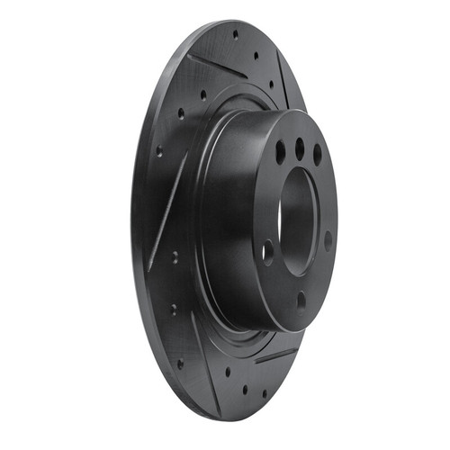 R1 2013-2016 Mini Cooper Countryman Rear Right Drilled & Slotted Black Brake Rotor