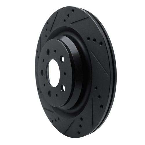 R1 2017-2025 Tesla Model 3 Rear Left Drilled & Slotted Black Brake Rotor