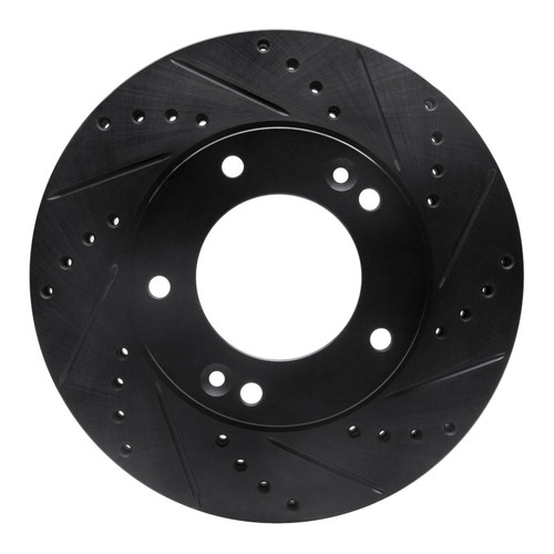R1 2007-2009 Kia Sorento Front Right Drilled & Slotted Black Brake Rotor