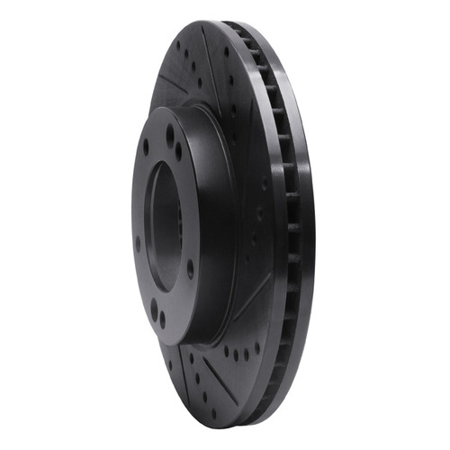 R1 2007-2009 Kia Sorento Front Right Drilled & Slotted Black Brake Rotor