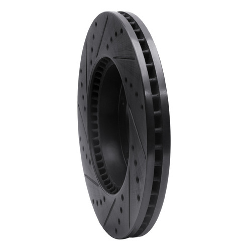 R1 2007-2009 Kia Sorento Front Right Drilled & Slotted Black Brake Rotor